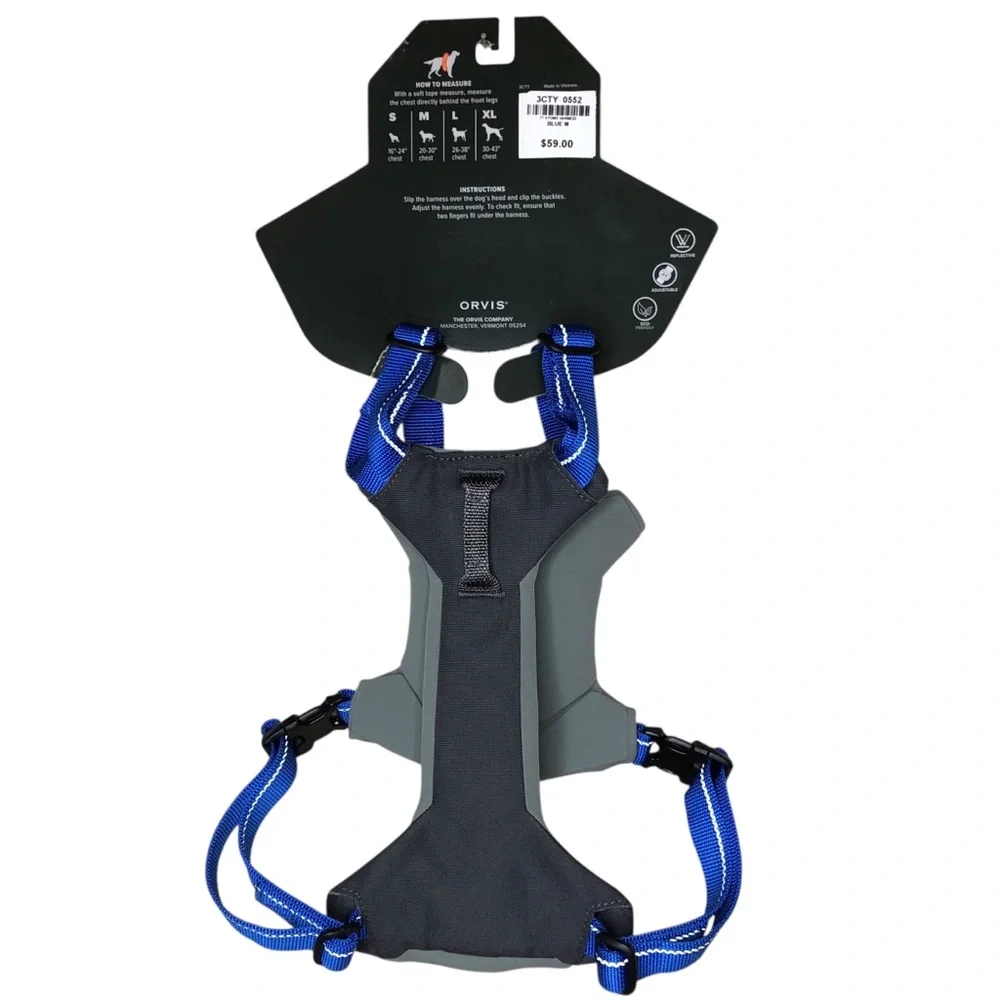 NEW Orvis Tough Trail 4 Point Dog Harness Size Medium Blue